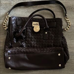 Michael Kors Brown Woven Leather Bag